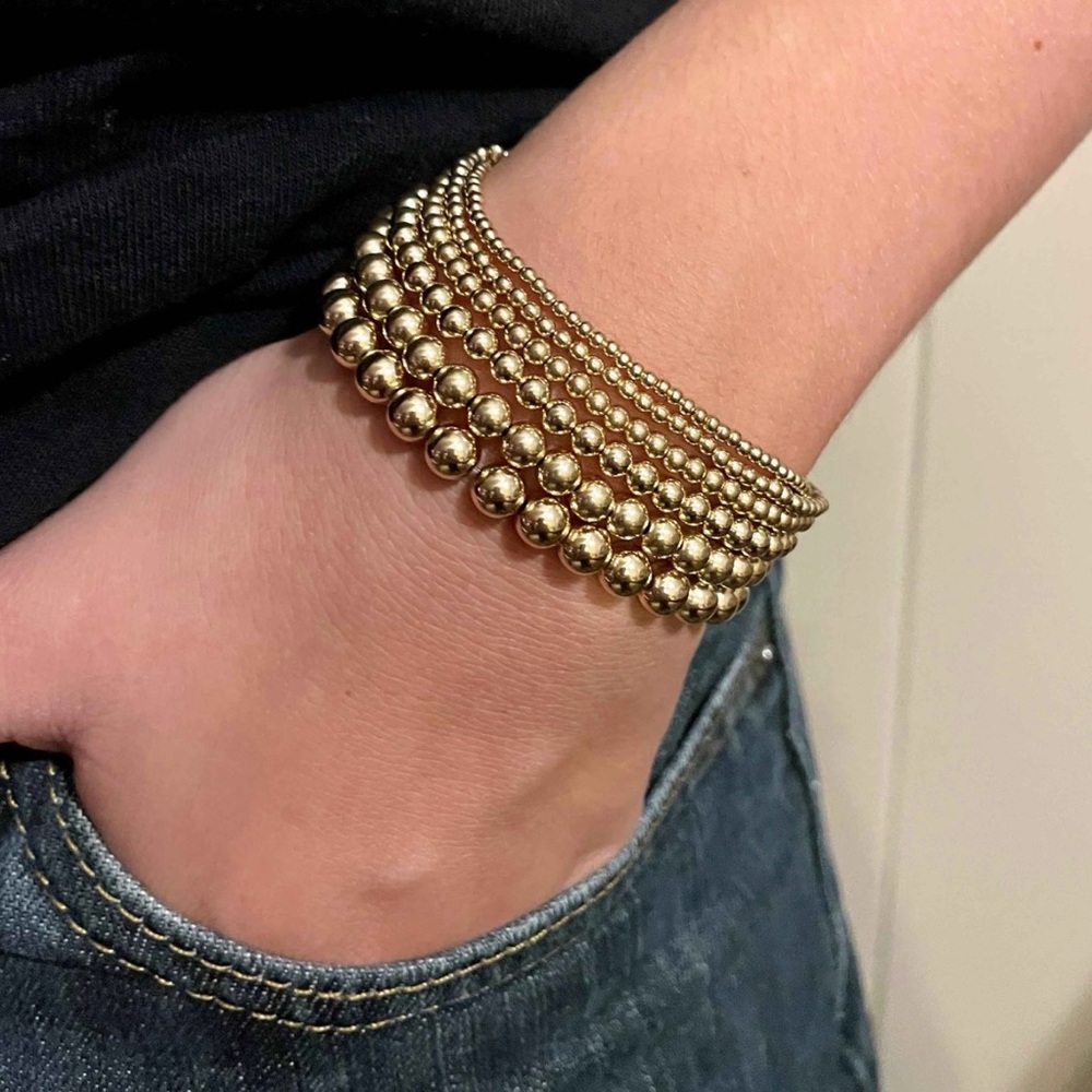 House‎ of Harlow 1960  Gold Set of 5 Beaded Stretch Bracelets